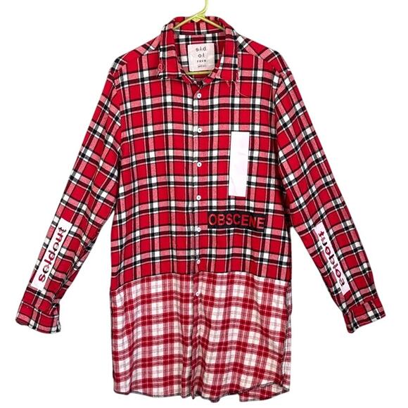S.L.D.O.T FRVR Sold Out Italian made Flannel Mini Dress Stay Weird Size XXL - Picture 1 of 10
